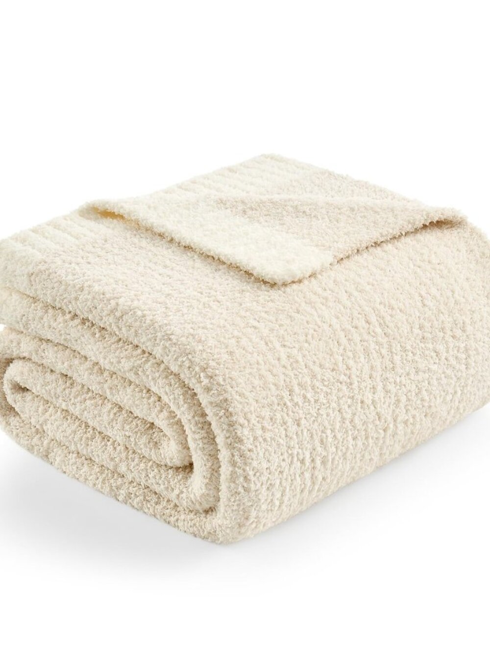 Buttery Ivory Throw Blanket for Couch, Reversible Super Soft Knitted Blankets